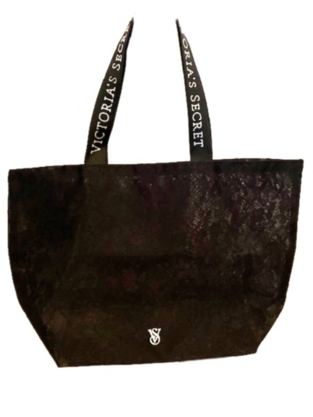 NWT Victoria's Secret Black Lace Tote Bag with Bling on Straps